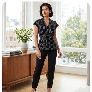 Unique Spectrum Polka Dot Blouse in Black and White